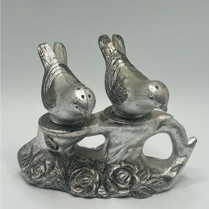 Vintage Silver Birds on Stump Salt and Pepper Shakers